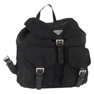 PRADA Backpack Nylon Black Silver Auth 154529